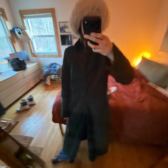 lambskin Cole Haan BLACK FULL LENGTH COAT - Picture 11 of 15